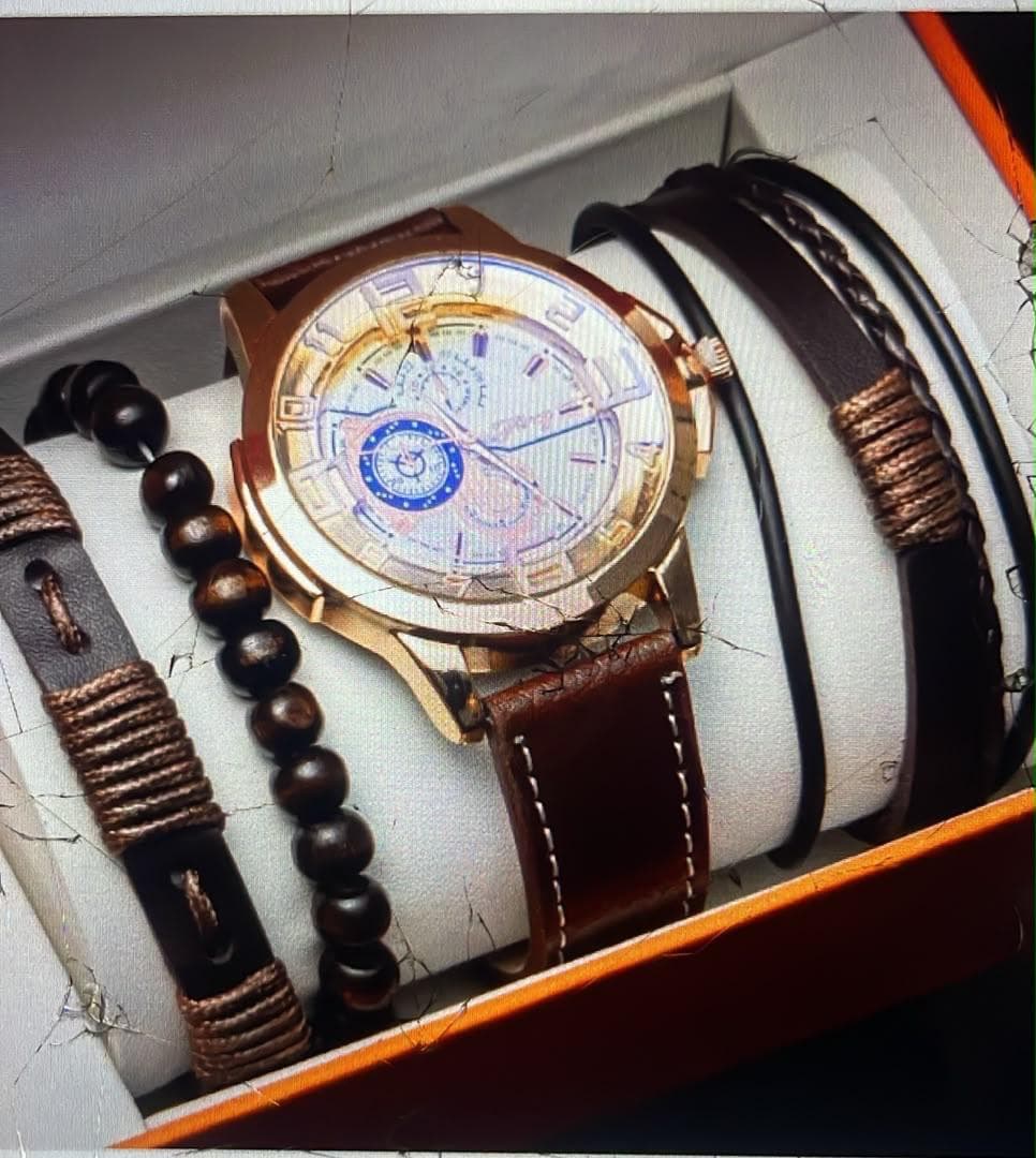 Pure leather wristwatch set